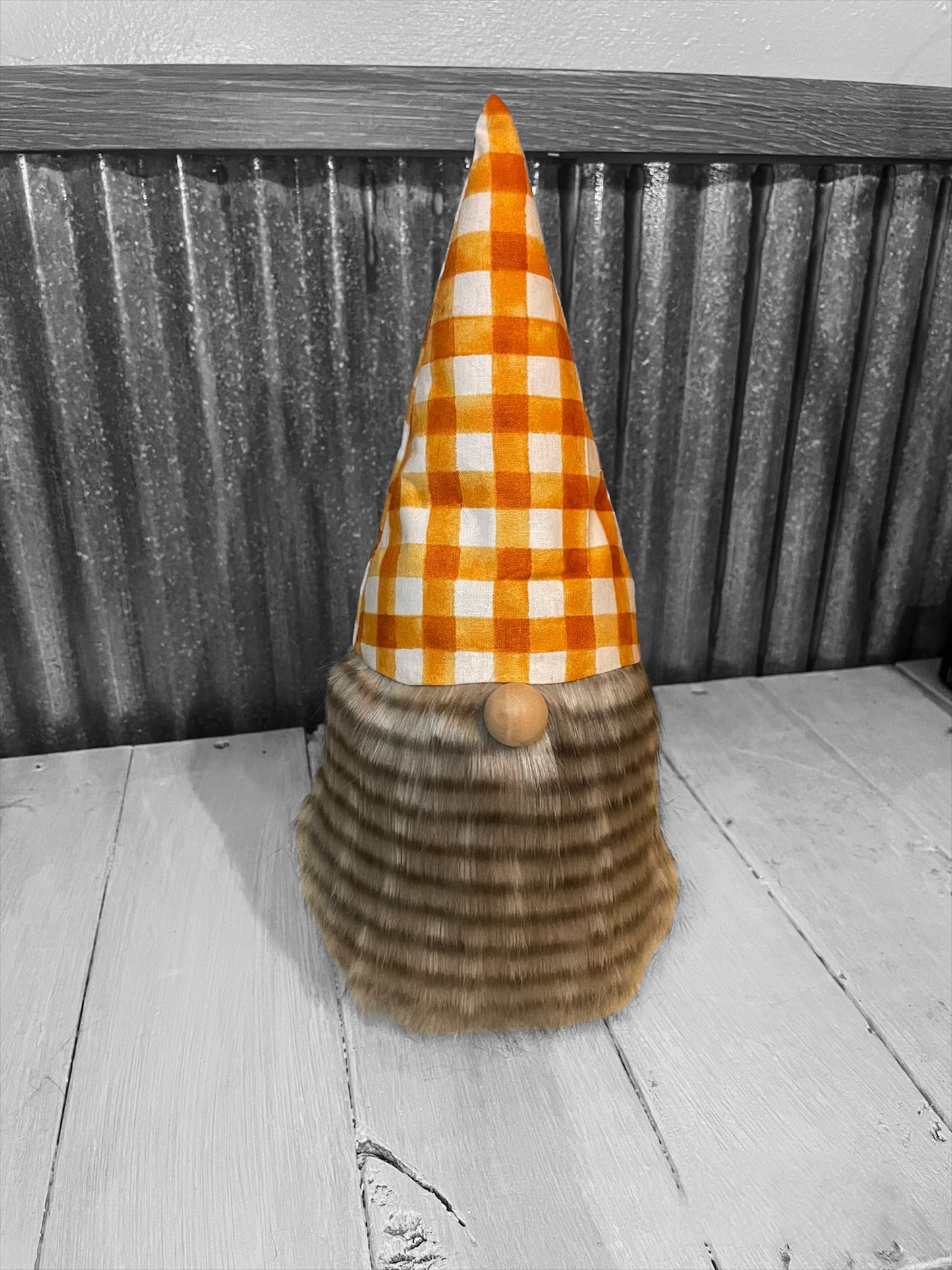 orange and white plaid