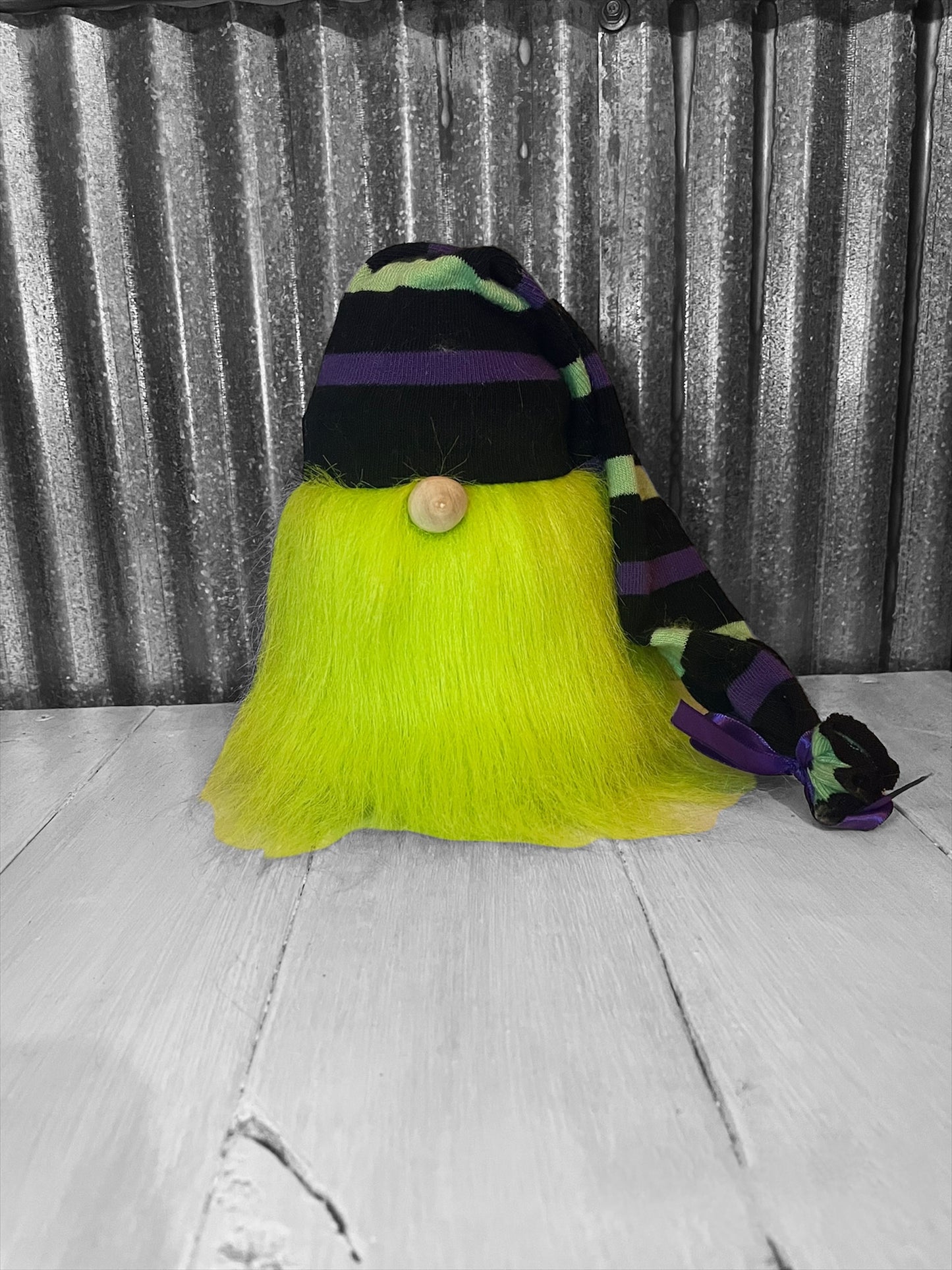 green, black and purple striped